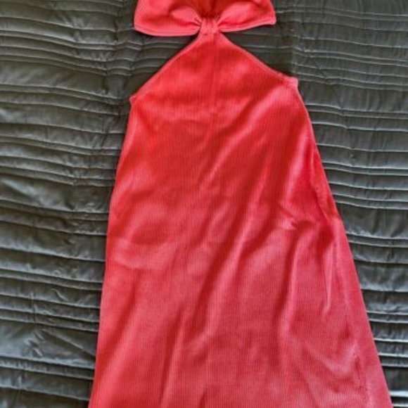 Cult Gaia Women's Pink Serita Knit Midi Cut-Out Midi Dress Size Large, New - Picture 3 of 5